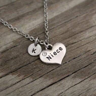 Niece Necklace - Niece Jewelry - Niece Gift - Aunt Love - Carved - I/B