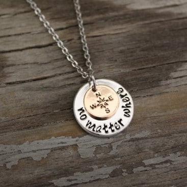 No Matter Where Compass Necklace - Missing You Necklace - Reminder Necklace  - Long Distance Relationship Gift - Moving Away Gift Jewelry