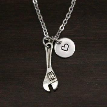 Wrench Necklace - Crescent Wrench Jewelry - Plumber Necklace - Home Builder Necklace-Pipe Fitter Gift-Mechanic Gift-Fabricator Gift - I/B/H