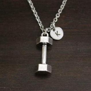 Dumbbell Necklace- Barbell Necklace -Weight Lifter Necklace-Power Lifter Necklace - Athlete Gift - Weight Necklace-Dumbbell Jewelry- I/B/H