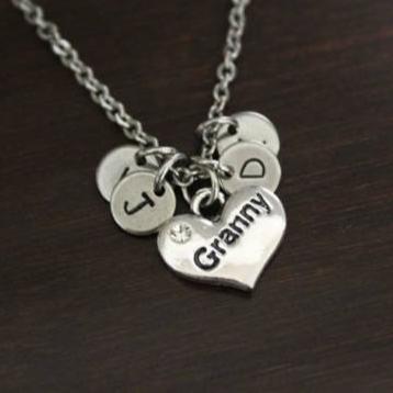 Granny Necklace - Granny Jewelry - Birthstone Necklace - Granny Gift - Granny Initials - Granny Birthstones - Bst/In