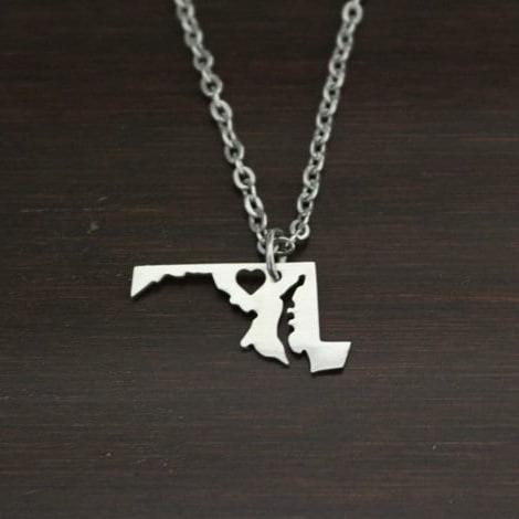 Maryland Necklace - MD Necklace - Maryland Jewelry - MD Jewelry - Maryland Charm-Maryland Lover-State Necklace-Home Necklace-US State-I/B/H 2