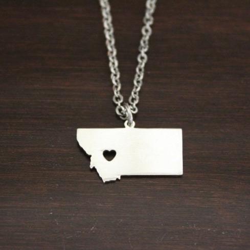 Montana Necklace - MT Necklace - Montana Jewelry - MT Jewelry - Montana Lover-Montana State-State Necklace-Home Necklace-US State-I/B/H 2