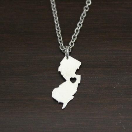 New Jersey Necklace-NJ Necklace-New Jersey Jewelry-NJ Jewelry-New Jersey Lover-New Jersey State-State Necklace-Home Necklace-US State-I/B/H 1