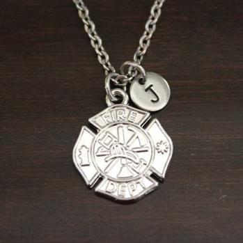 Fire Department Shield Necklace - Emergency Worker - First Responder Necklace - Fireman Necklace-Fireman Wife Gift-Firefighter Gift - I/B/H