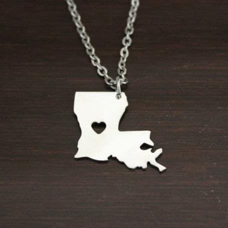 Louisiana Necklace - LA Necklace - Louisiana Jewelry - LA Jewelry - Louisiana Lover - State Necklace - Home Necklace - US State -I/B/H 2