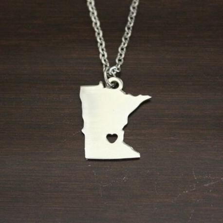 Minnesota Necklace - MN Necklace - Minnesota Jewelry-MN Jewelry-Minnesota Lover-Minnesota State-State Necklace-Home Necklace-US State-I/B/H 2