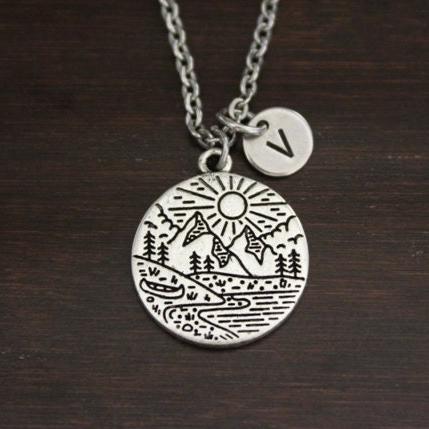 Mountain Range with Canoe Necklace - The Mountains Are Calling And I Must Go - Wanderer Necklace - Mountain Jewelry - Mountain Lover - I/B/H