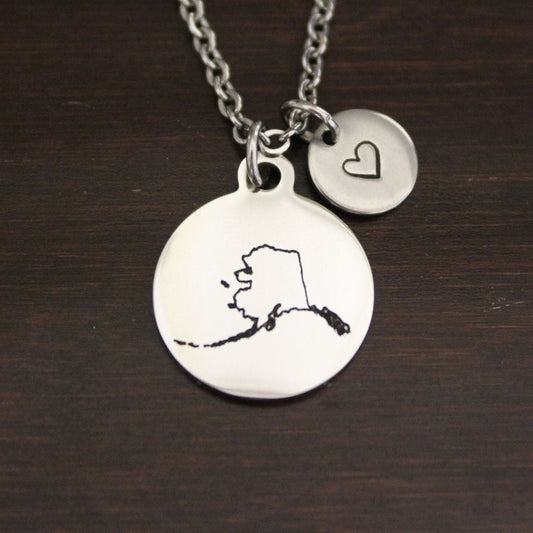 Alaska Necklace - AK Necklace - Alaska Jewelry - AK Jewelry - Alaska Lover-Alaska State-State Necklace-Home Necklace-US State-I/B/H