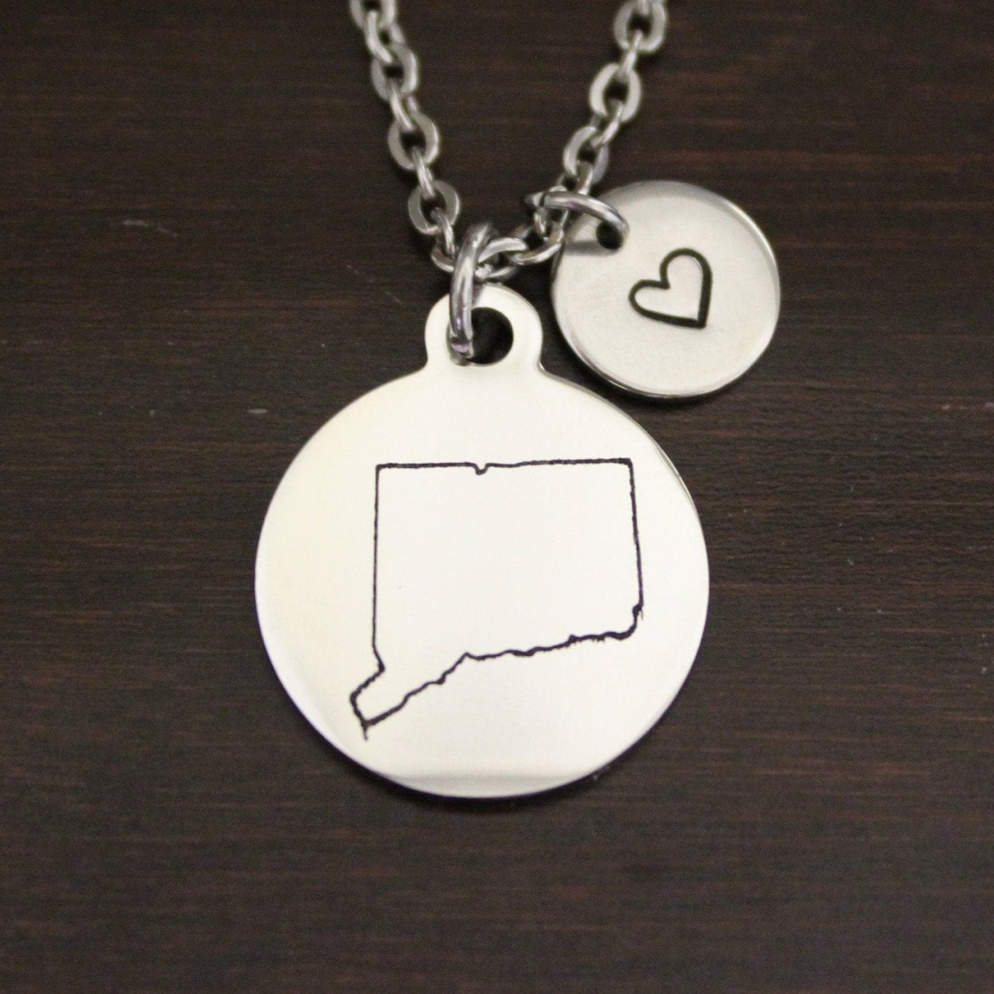 Connecticut Necklace - CT Necklace - Connecticut Jewelry - CT Jewelry - Connecticut Lover-Connecticut State-State Necklace-US State-I/B/H