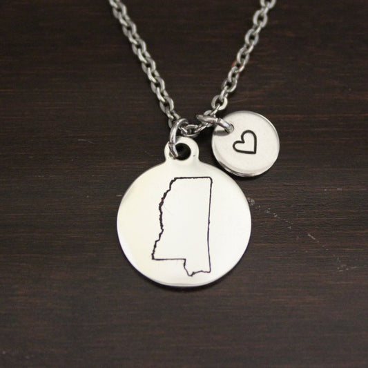 Mississippi Necklace-MS Necklace-Mississippi Jewelry-MS Jewelry-Mississippi Lover-Mississippi-State Necklace-Home Necklace-US State-I/B/H 1