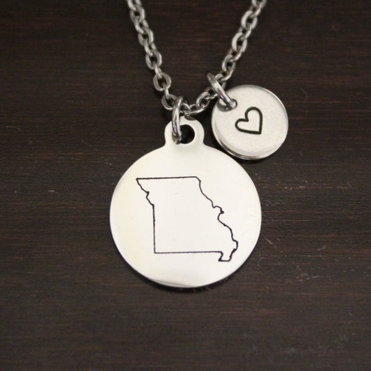 Missouri Necklace - MO Necklace - Missouri Jewelry - MO Jewelry - Missouri Lover-Missouri State-State Necklace-Home Necklace-US State-I/B/H