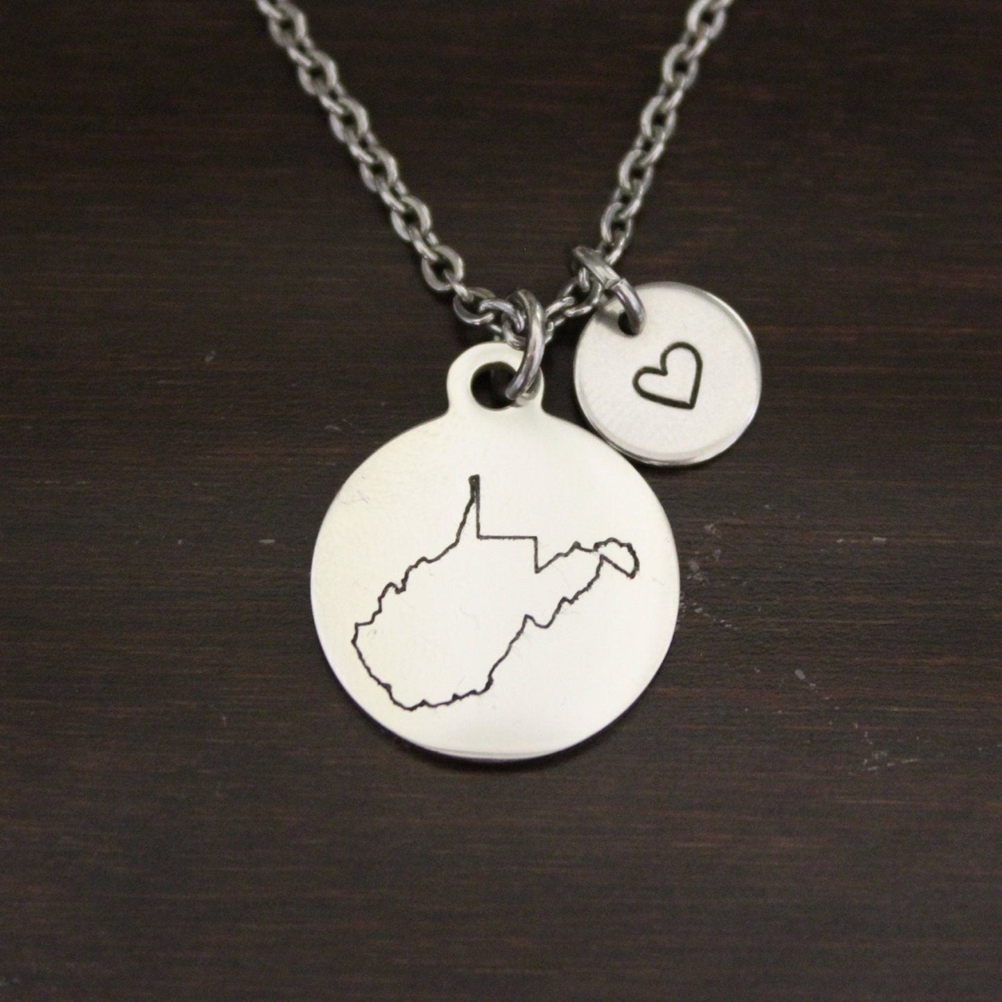 West Virginia Necklace - WV Necklace - West Virginia Jewelry - WV Jewelry - West Virginia  Lover-State Necklace-Home Necklace-US State-I/B/H 1