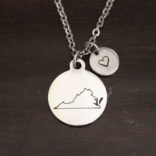 Virginia Necklace - VA Necklace - Virginia Jewelry - VA Jewelry - Virginia Lover-Virginia State-State Necklace-Home Necklace-US State-I/B/H 1