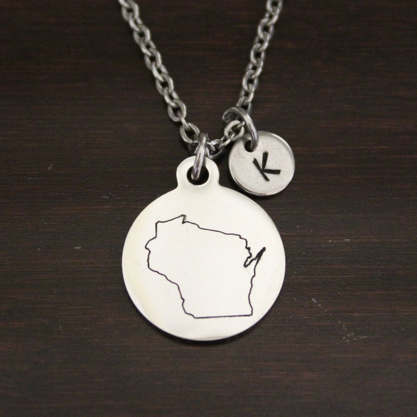 Wisconsin Necklace-WI Necklace-Wisconsin Jewelry-WI Jewelry-Wisconsin Lover-Wisconsin State-State Necklace-Home Necklace-US State-I/B/H 1