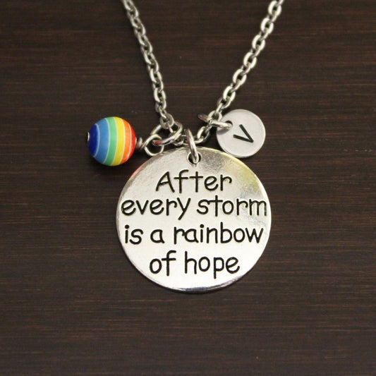 After Every Storm Is A Rainbow of Hope Necklace - After the Storm Jewelry - Inspirational Necklace-Weather the Storm-Rainbow Baby Necklace