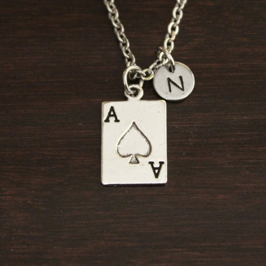 Ace Card Necklace - Card Game Lover Gift - Card Game Lover - Poker Player Gift - Ace Card Jewelry - Playing Card Charm - Card Necklace-I/B/H