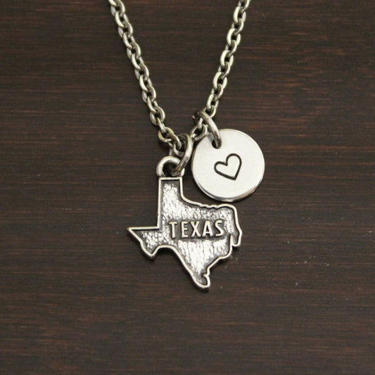 Texas Necklace - TX Necklace - Texas Jewelry - TX Jewelry - Texas Lover - Rodeo Necklace - State Necklace - Home Necklace - US State - I/B/H