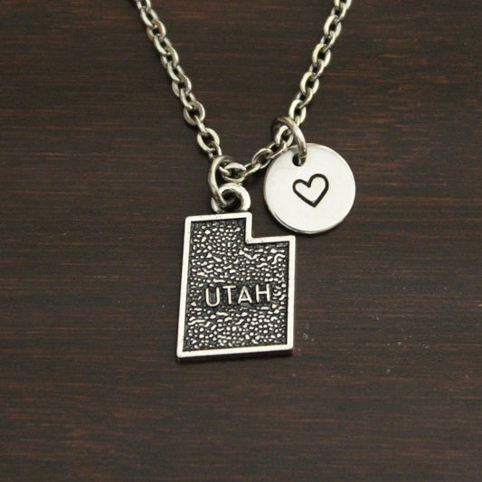 Utah Necklace - UT Necklace - Utah Jewelry - UT Jewelry - Utah Lover - Utah State - State Necklace - Home Necklace - US State - I/B/H 1