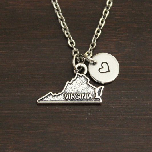 Virginia Necklace - VA Necklace - Virginia Jewelry - VA Jewelry - Virginia Lover-Virginia State-State Necklace-Home Necklace-US State-I/B/H 2