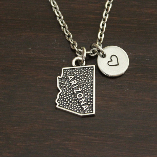 Arizona Necklace - AZ Necklace - Arizona Jewelry - AZ Jewelry - Arizona Lover-Arizona State-State Necklace-Home Necklace-US State-I/B/H 1