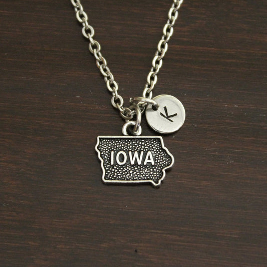 Iowa Necklace - IA Necklace - Iowa Jewelry - IA Jewelry - Iowa Lover - Iowa State - State Necklace - Home Necklace - US State - I/B/H