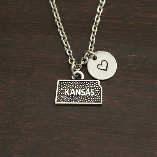 Kansas Necklace - KS Necklace - Kansas Jewelry - KS Jewelry - Kansas Lover - Kansas State - State Necklace - Home Necklace - US State -I/B/H 1