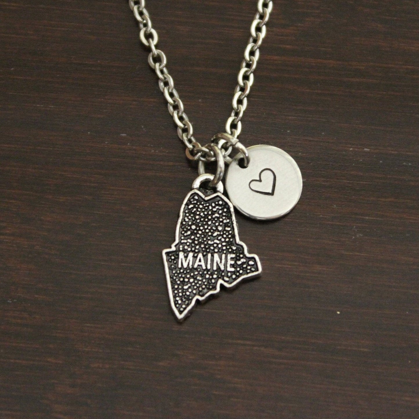 Maine Necklace - ME Necklace - Maine Jewelry - ME Jewelry - Maine Charm - Maine Lover - State Necklace - Home Necklace - US State - I/B/H 1