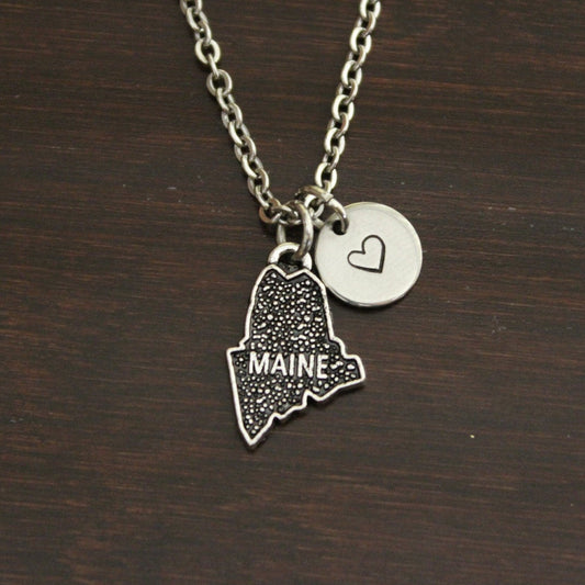 Maine Necklace - ME Necklace - Maine Jewelry - ME Jewelry - Maine Charm - Maine Lover - State Necklace - Home Necklace - US State - I/B/H 1