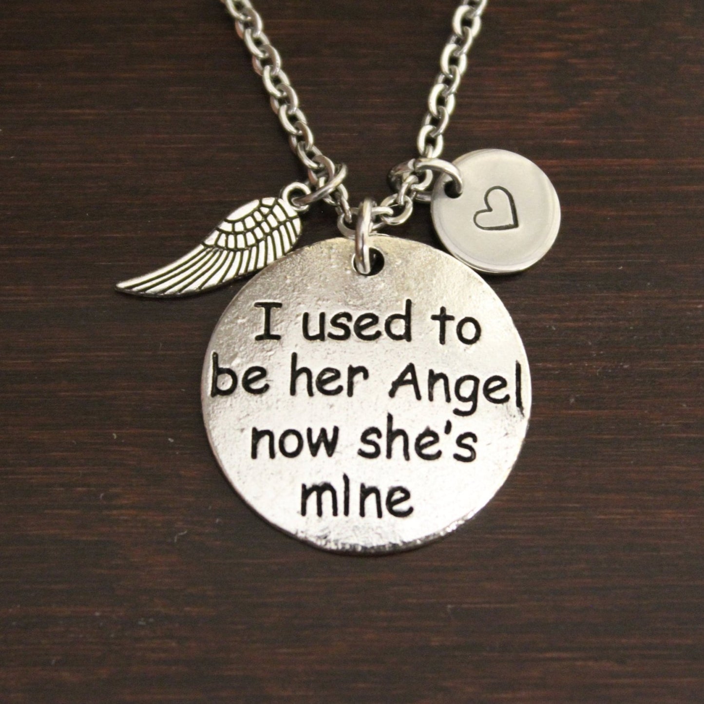 I Used To Be Her Angel Now She's Mine - Memorial Necklace -Mom Memorial - Grandma Memorial - Daughter Memorial - Sister - Friend - I/B/H