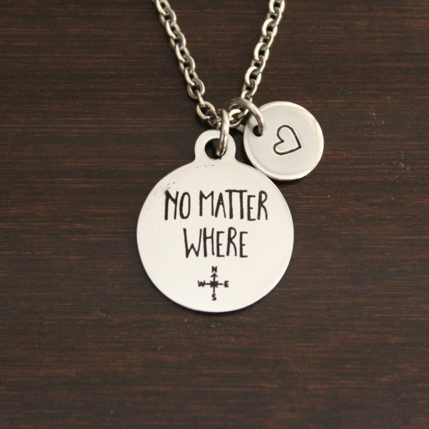 No Matter Where Necklace - Missing You Necklace -Reminder Necklace -Long Distance Relationship Gift-Moving Away Gift Jewelry - I/B/H