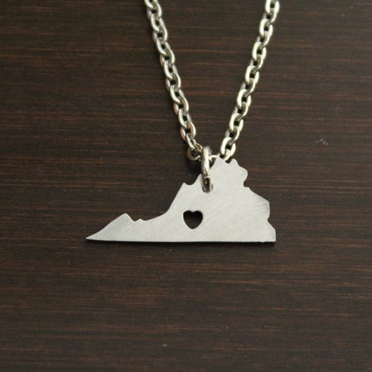 Virginia Necklace - VA Necklace - Virginia Jewelry - VA Jewelry - Virginia Lover-Virginia State-State Necklace-Home Necklace-US State-I/B/H