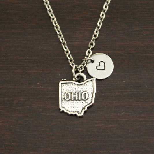 Ohio Necklace - OH Necklace - Ohio Jewelry - OH Jewelry - Ohio Lover - Ohio State - State Necklace - Home Necklace - US State - I/B/H