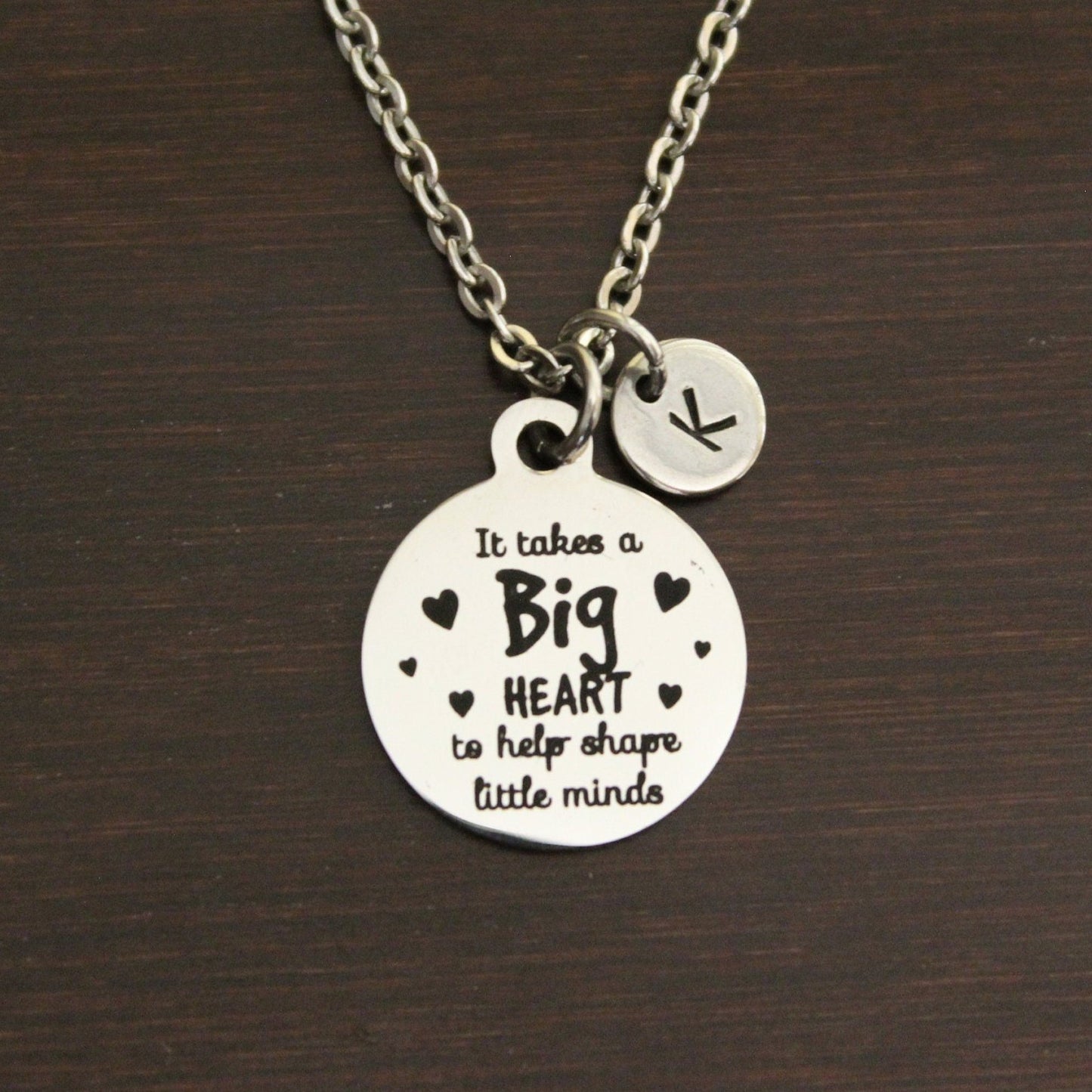 It Takes a Big Heart to Help Shape Little Minds Necklace-Teacher Gift-#1 Teacher Necklace-Teacher Inspire-Teacher Appreciation Week- I/B/H