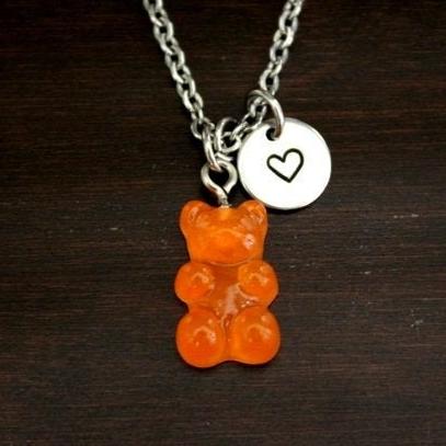 Gummy Bear Necklace-Gummie Bear Necklace-Gummy Bear Jewelry-Gummie Bear Love-Candy Lover Necklace-Candy Lover Jewelry-Colored Bear-I/B/H