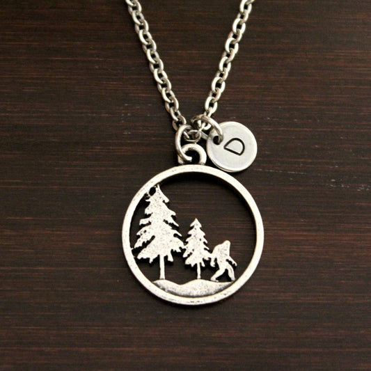 Sasquatch in Forest Necklace - Sasquatch Jewelry - Yeti Necklace - Yeti Jewelry - Big Foot Necklace-Big Foot Jewelry-Folklore-Cryptids-I/B/H