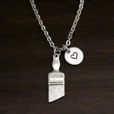 Paint Brush Necklace - Paint Brush Jewelry - Painter Necklace - Art Teacher Jewelry - Art Necklace - Artist Necklace -Artist Jewelry - I/B/H