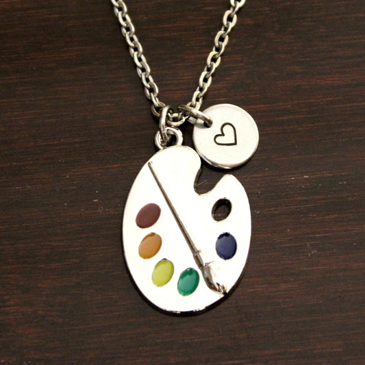 Colored Paint Palette Necklace-Paint Palette Jewelry-Painter Necklace-Art Teacher Jewelry-Art Necklace-Artist Necklace-Artist Jewelry-I/B/H LG