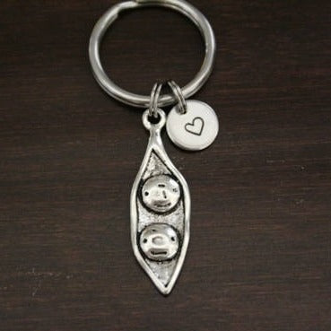 two peas in a pod with faces keychain