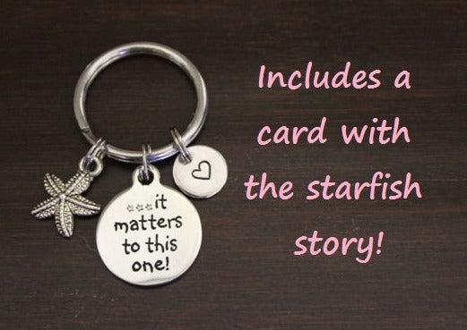 It matters to this one charm and starfish charm keychain.  Includes story card