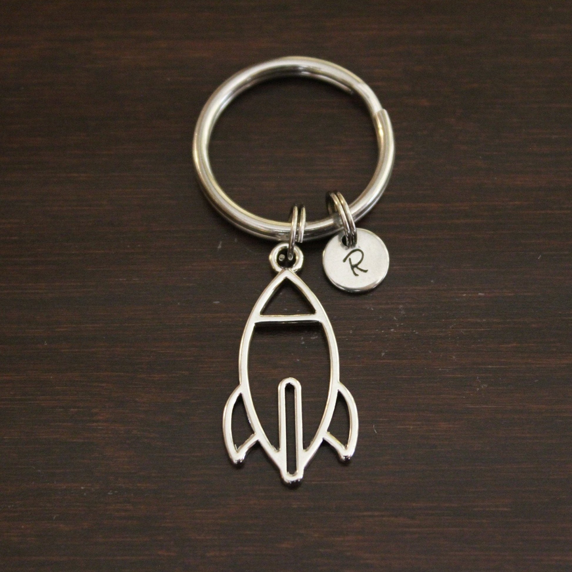 outline of a rocket keychain