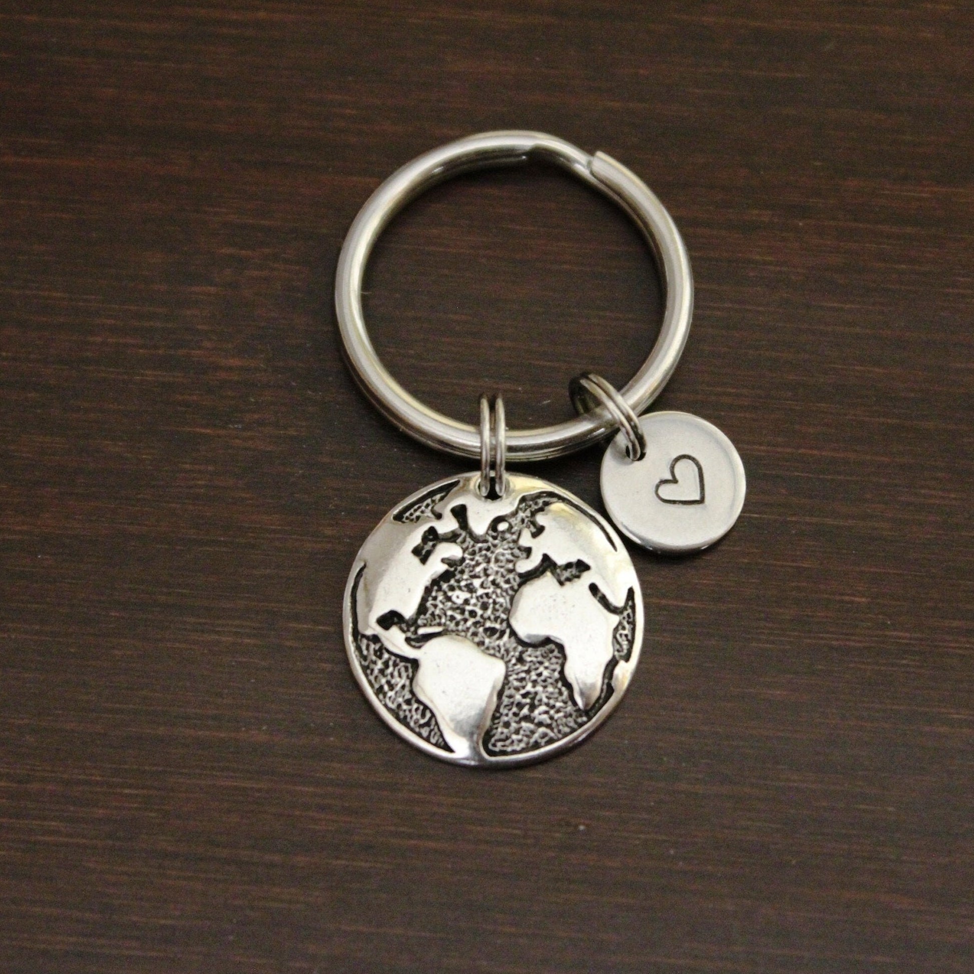 flat globe charm keychain