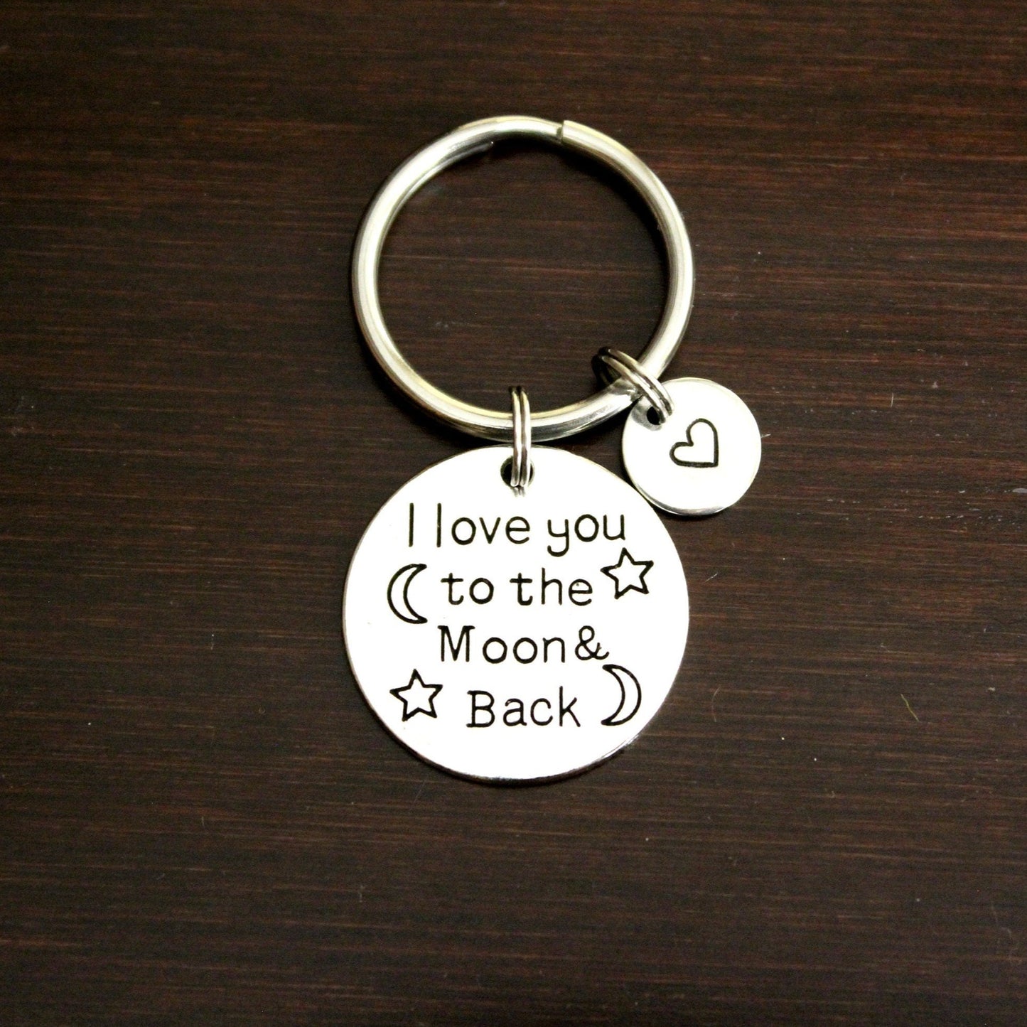 I love you to the moon & back with moons and stars keychain