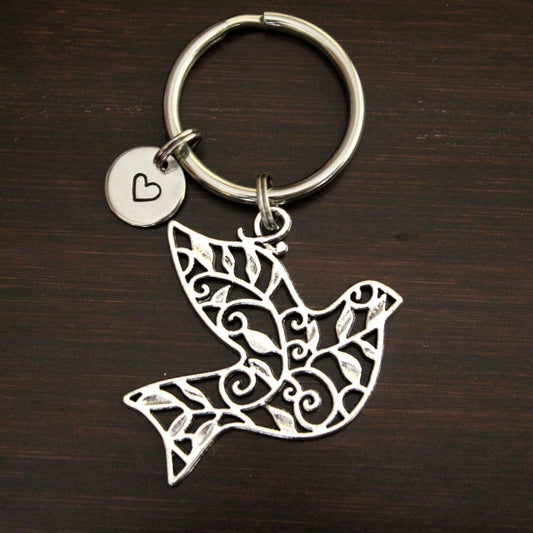 Large filigree dove keychain 